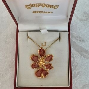 24K Gold Plated Singapore Orchid Copper Brooch/Pendant
